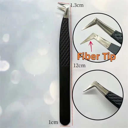 Fiber Tip False Lash Tweezers For Eyelash Extensions Clip Boot Volume Isolation Precise Nano Eyebrow Nail Art Tongs Makeup Tools