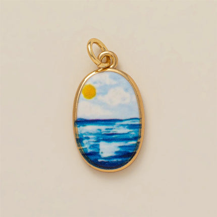 Colorful dopamine pendant with oil droplets, strawberry, crab, heart, shell pattern, color preservation