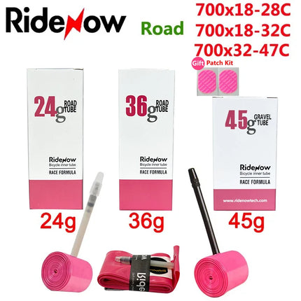 RideNow TPU Road Bicycle Inner MTB Tube 700x25C Tire Gravel Bike Accessories 29x1.5 1.9 Tires Patch Kit 24 36 45g Ride Now Tubes