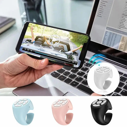 Wireless Finger Scroller with Ring Design, Fingertip Remote Control for Mobile Phones, Photo Clicker Function, Solves One-Handed