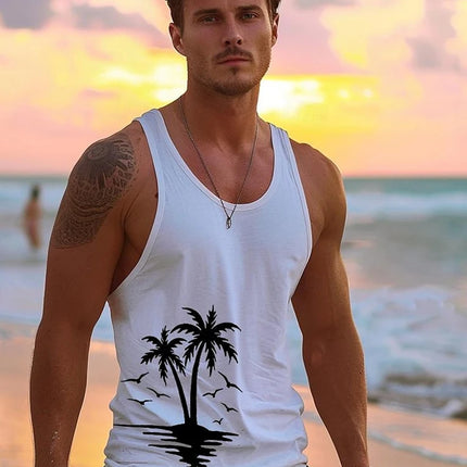 Summer Daily Casual Men's Sleeveless T-shirt Hawaiian Men's Tank Top Outdoor Beach Men's Tank Top Street Fashion Men's Tank Top
