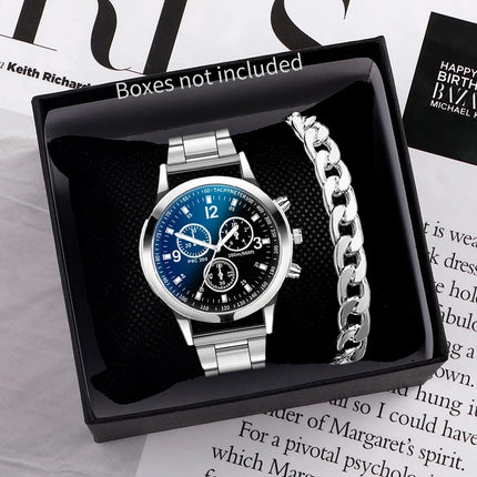 1/2PCS Men's Business Watches Fashion Men's Steel Band Quartz Watch with Bracelet (Box not Included)