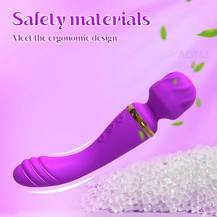 2 in 1 Vagina Vibrator Wand for Women G-Spot Clitoris Nipples Stimulator Breast Massager Female Masturbator Sex Toy for Women