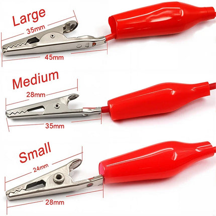 10pcs 28mm35mm45mm Alligator Clip Metal Crocodile Electrical Clamp for Testing Probe Meter Black/Red with Plastic Boot
