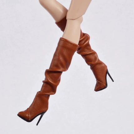 30cm Doll Shoes Accessories Senior Sense Fashion Trend Wrinkle Boots Winter Leather Boots For 1/6 FR Babi Supermodel Doll