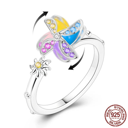 Opening Ring 925 Original Silver Adjustable Three-color Butterfly Fire Dragon Ring Fashion Jewelry Birthday Gift For Women