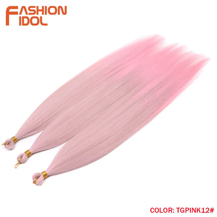 FASHION IDOL 28inch 300g/3Pcs Ariel Straight Pony Hair Crochet Braids Hair Synthetic Braiding Hair Soft Crochet Hair Extensions