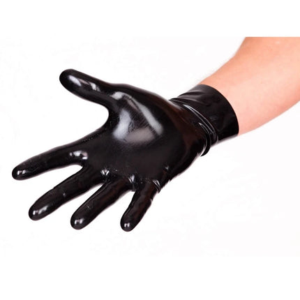 Free shipping Ftshist Women Shiny Faux Leather Long Gloves Men Latex Fetish Patent Leather Full Fingers Glove Cosplay Accessory