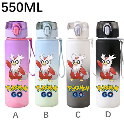 550ML Pokemon Sports Water Bottle Pikachu Mewtwo Gengar Eevee Portable Cartoon Drinking Cup Outdoor Hiking Gym Fitness Jugs