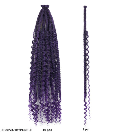 Braids Hair 24Inch Single Dreadlock Extension Reggae Style Faux Locs with Highlight Strands Hand Crocheted Synthetic Dreadlocks