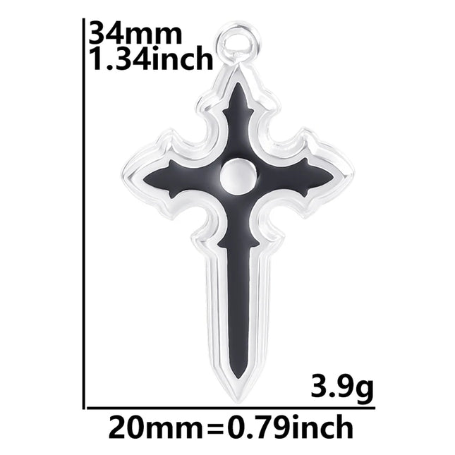 5pcs/Lot High Quality Stainless Steel Cross Pendants For Jewelry Making Supplies Metal Rose Lava Ankh Cross Charms DIY Materials