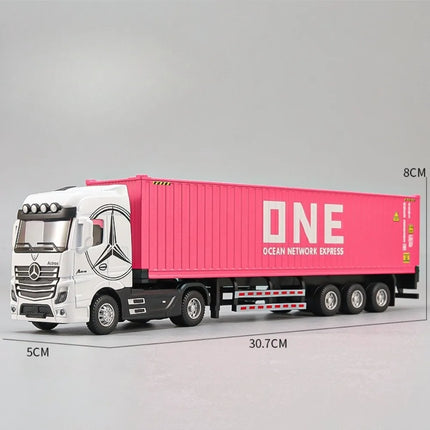 1:50 Scale Truck Transport Car Model Toy Metal Container Alloy Diecast Simulation Engineering Container Vehicle Models Boys Toys