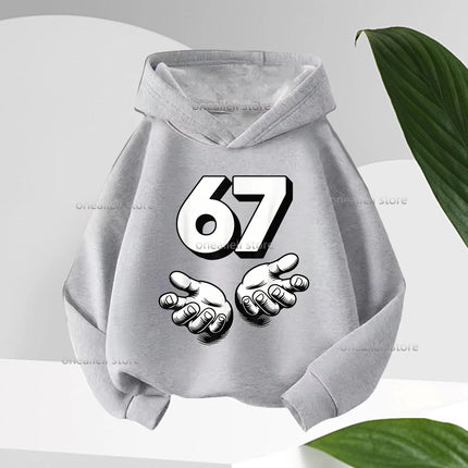 Long Sleeve Graphic Funny 67 Cute Children's Hoodies Hooded Sweatshirt Casual Fashion Novelty Fleece Boy Girl Kid Warm Pullover