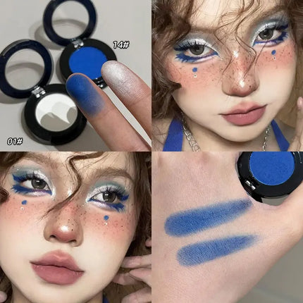 1Pc Blue Black Red Eyeshadow Palette Halloween Makeup Girl Smoky Punk Eye Shadow Palette Matte White Lying Silkworm Eye Cosmetic