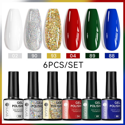 UR SUGAR 7ml All Season Gel Nail Polish Set Nude Pink Red Glitter Semi Permanent UV Gel Kits All For Manicure Soak Off Vernis