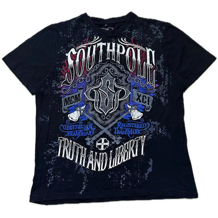 South pole High Street men Short Sleeve Y2K Graphic Print Oversized T Shirt Harajuku Gothic Round Neck Cotton Short Sleeve Tops