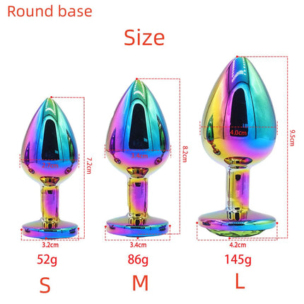 Colorful Anal Plug Rainbow Butt Plug Metal Anal Sex Toys Dildo Anal Beads 3 size for Choice Sex Toys Drop Shipping