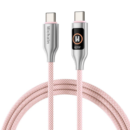 PD60W USB C Cable With Light Display Nylon Braided Type C Fast Charging Cable 480Mbps Data Transfer For iphone  For xiaomi