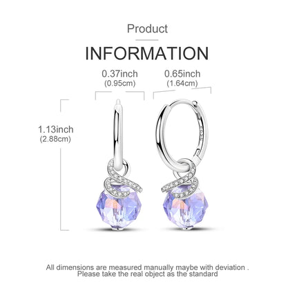 Orstarry 925 Sterling Silver Crystal Circular Eardrops Drop Earrings Women Earrings Charm Fashion Versatile Party Jewelry Gifts