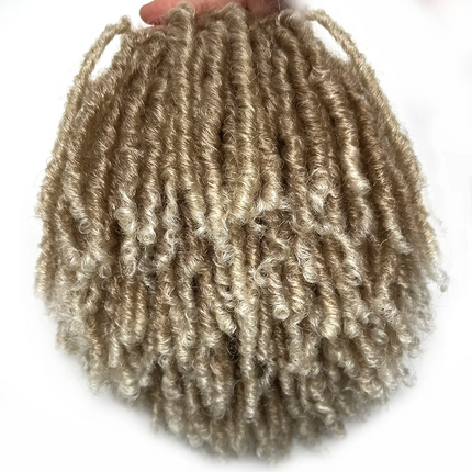 Short Dreadlock Braided Half Wig Black/Brown/Blonde/Gray Synthetic Soft Faux Locs Wigs Braiding Wigs for Black Women/Men
