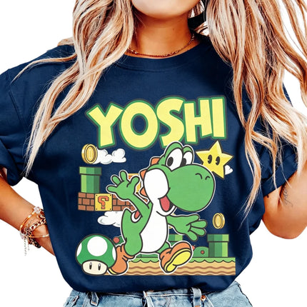 2026 New Super Mario Yoshi graphic unisex 100%cotton shirt, There are children's sizes, summer Men's fashion Harajuku T-shirt