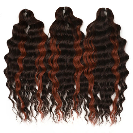 FREEDOM Synthetic Braiding Hair Extensions Deep Wavy 24 inch Long Curly Braids Hair Ombre Brown Rainbow Twist Crochet Hair