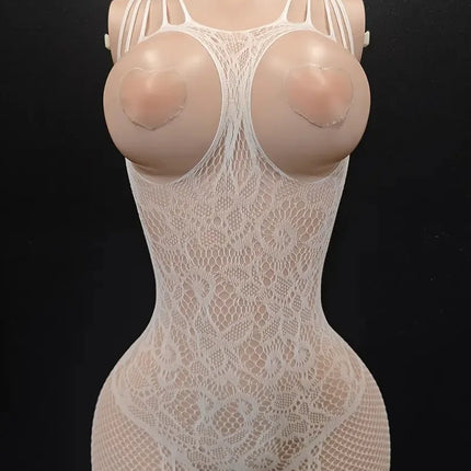 Sexy Big Loophole Open Bra BodySuits Erotic Crotchless Lingerie Women Fishnet Hollow Exposed Breast Adult Plus Size Underwear