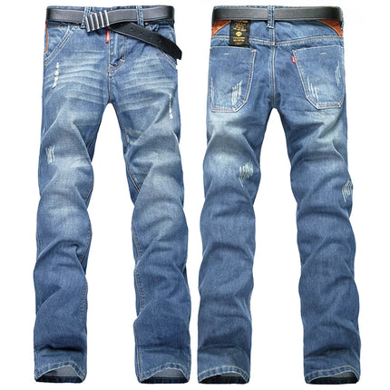Ripped Plus Size Jeans for men Fashion jean man High Street Retro Washed, Worn Men trousers Casual Cargo Pants Slim Small Feet