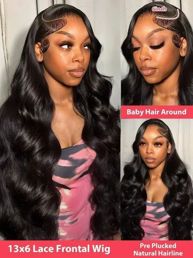 250 Density Human Hair HD 13x6 Body Wave Lace Frontal Wig 30-40 Inch 13x4 Lace Front Wigs 5x5 Closure Glueless Loose Water Black