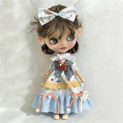 For Blythe Doll Lace Fairy Princess Dress Outfit Clothes Cartoon Colorful Fastfood Skirt Animal Clothing OB24 OB22 1/6 Ropa Gift