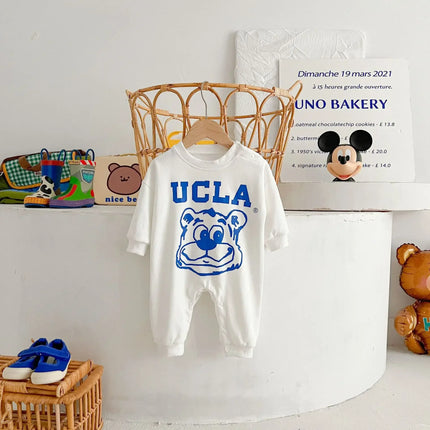 Newborn Clothes Cotton Boy's Jumpsuit 2024 Autumn New Cartoon Girl's One Piece Clothes Casual Climbing Clothes
