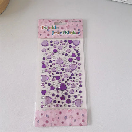 Large Love Diamond Sticker Ins3D Korean Diamond Decorative Handbook Sticker Face Sticker Children's and Girls' Crystal Diamonds