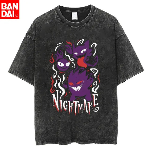 Pokemon Gastly Haunter Gengar Evolution Watercolor Vintage Washed T Shirt 2026  Oversized Graphic Tee for Men Women Casual Tops
