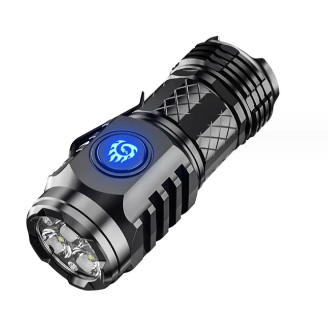 Portable Mini LED Flashlight Powerful 3-Wick Small Pocket Torch Rechargeable Strong Light Lantern Super Bright Cap Clip Lamp