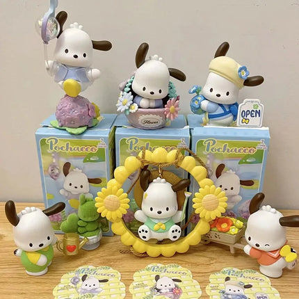 High-Quality Version Sanrio Cartoon Pochacco Flower And Teenager Series Trendy Toy Blind Box Cute Girl Gift Car Ornament Toys