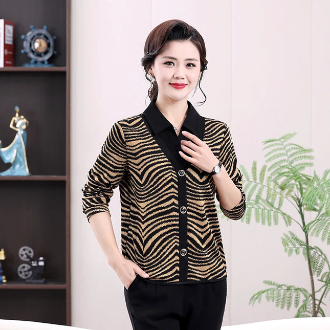 Autumn Vintage Collar Shirt Printed Top Classic Outdoor Women's Shirt Plus Size Casual T-shirt Casual Top Loose Fabric