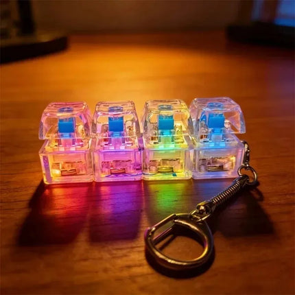 =Clickable Keyboard Keychain LED Light - Stress Anxiety Relief Fidget Toy, Portable Desktop Accessory for Office Decoration Gift