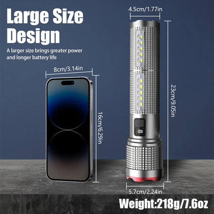 Super Bright LED Flashlight USB Rechargeable Torch Telescopic Zoom Handheld Flashlight Outdoor Camping Emergency Fishing Lantern