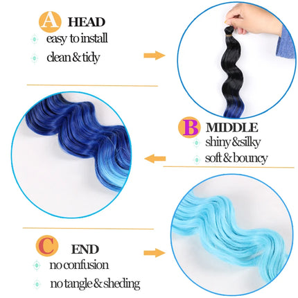 20“Deep Curly Synthetic Hair Deep Wave Bulk Crochet Braid Black Ombre Blue Brown Gray Green Purple Color Twist Braiding Hair