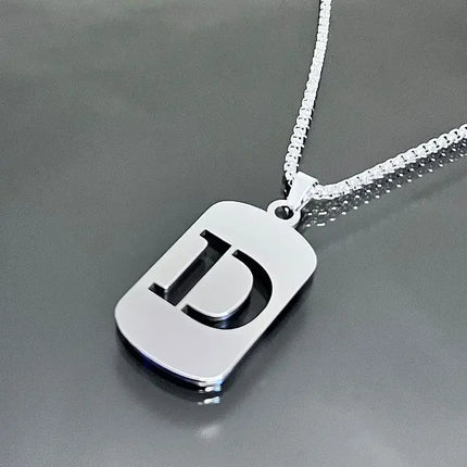 Fashion Punk A-Z Initial Tag Letter Stainless Steel Pendant Necklaces for Men Women Wholesale Jewelry Lot Collar Jewelry Goth