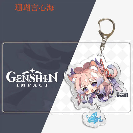 Genshin Impact Keychain Pendant ZhongLi Klee Raiden Shogun Xiao Wendi LingHua Car keyring Women Bag Charms Anime Game key chains