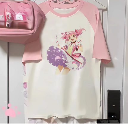 Madoka Magica T-Shirt Women Harajuku T-Shirts Female Comic Clothing
