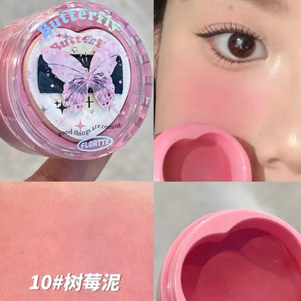 Flortte Air Powder Blush Cream Highlight Natural Nude Repair Brightening Face Thin Glitter Pure Desire Makeup With Puff