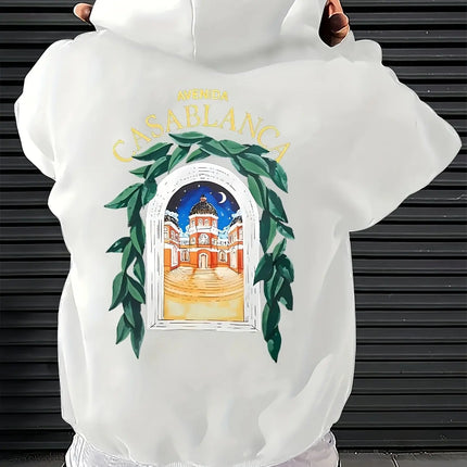 Fashionable and Simple Patterned Letter Print, Men's Trendy Casual Sports Hoodie, Loose and Comfortable Warm Hoodie