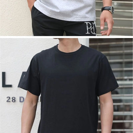 2PCS 100% Cotton Solid T-Shirts Men's and Women's Short Sleeve White Tees Casual Breathable Loose Round Neck T-shirt Couple Tops