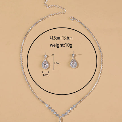3PC Women's Fashion Trend Copper Claw Chain Series Water Drop Necklace Earrings Jewelry Set Wedding Banquet Party Holiday Gift