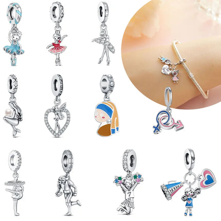 2025 Classic Ballet Pendant Fit Bracelet Diy For Women Daily Wear mermaid Cheerleading Charm Fashion Jewelry Love Birthday Gift