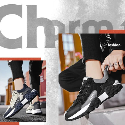Men's Spring New Sport Shoes Casual Classic Trendy Thick Bottom Leisure Shoes Breathable Microfiber Upgraded Spring Autumn
