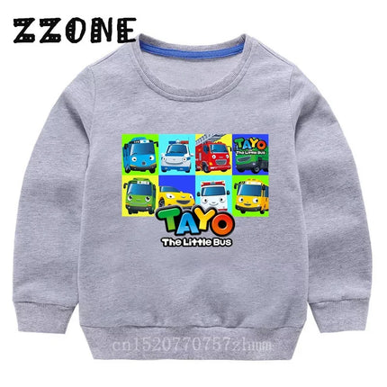 Hot Sale Kids Sweatshirts Tayo the Little Bus Print Cartoon Children Hoodies Funny Baby Pullover Outwear Tops Girls Boys Clothes