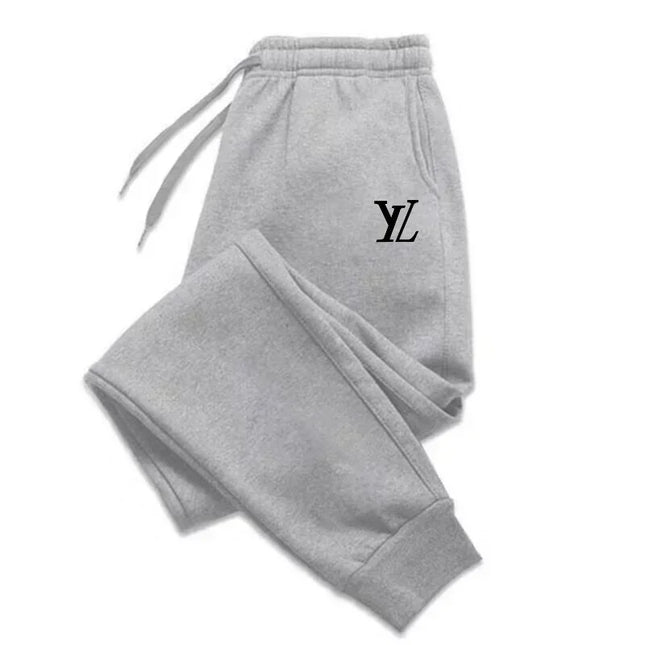 Korean men's luxury printed sports pants warm jogging pants set men's outdoor pants new autumn and winter pants